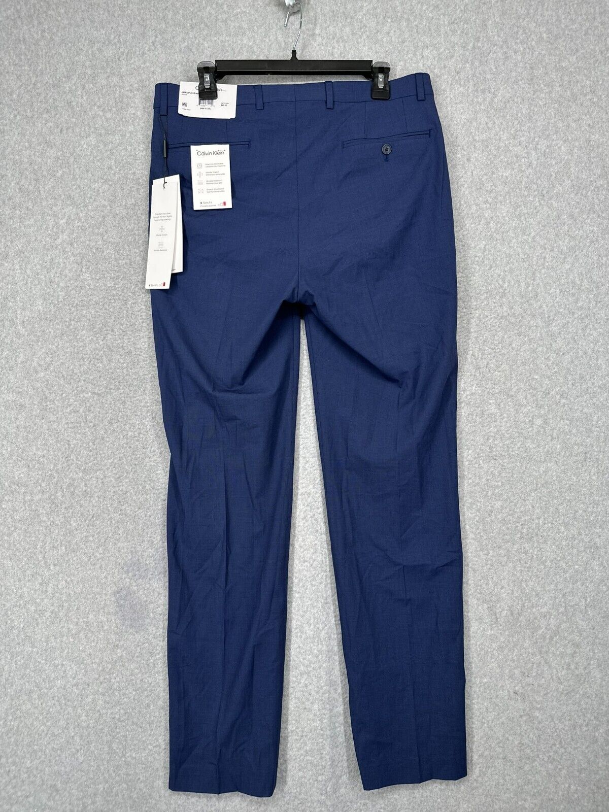 Calvin Klein Dress Pants Mens Size 34x32 Blue Plaid Slim Fit JEROME NWT