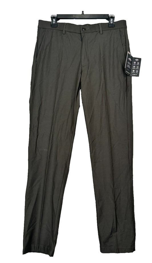 MICHAEL KORS Pants Size 38x30 Dark Olive Classic Fit Cotton Stretch Performance