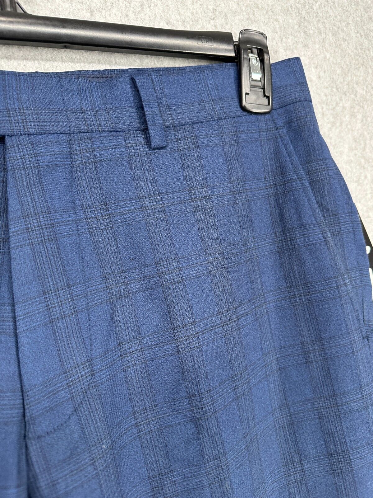 BAR III Dress Pants Mens Size 32x34 Blue Plaid Slim Fit Wool Blend