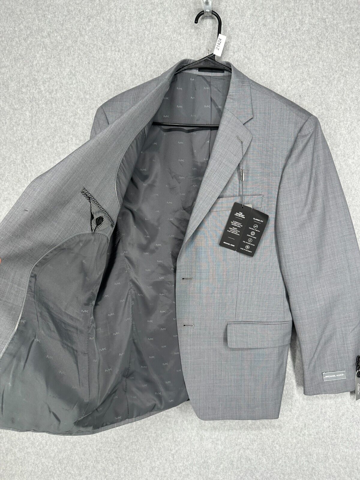 MICHAEL KORS Suit Jacket Mens Size 40S Light Gray Classic Fit Wool Blend NWT