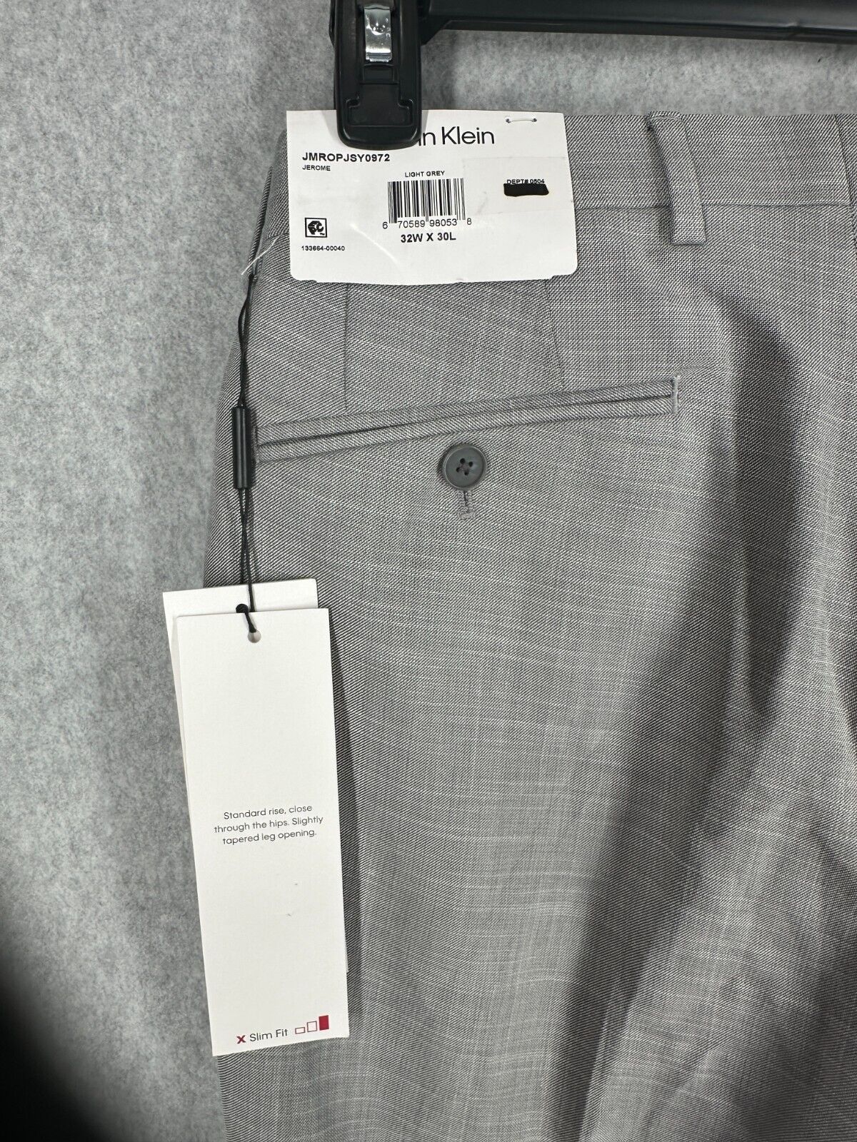 Calvin Klein Dress Pants Mens Size 32x30 Gray Solid Slim Fit FLAW!!