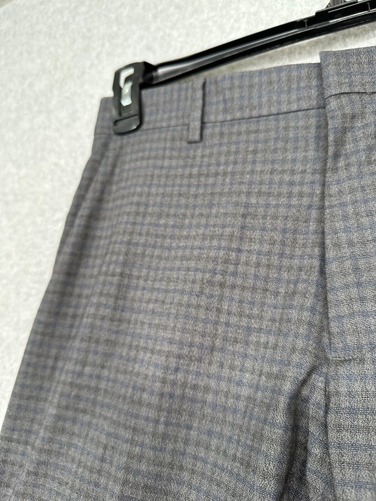 Perry Ellis Dress Pants Mens Size 32x30 Charcoal Slim Fit Checkered Plaid NWT