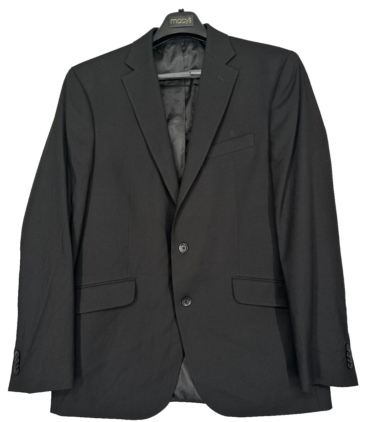 Kenneth Cole Reaction Suit Jacket Men Size 44L Black Slim Fit Techni-Cole