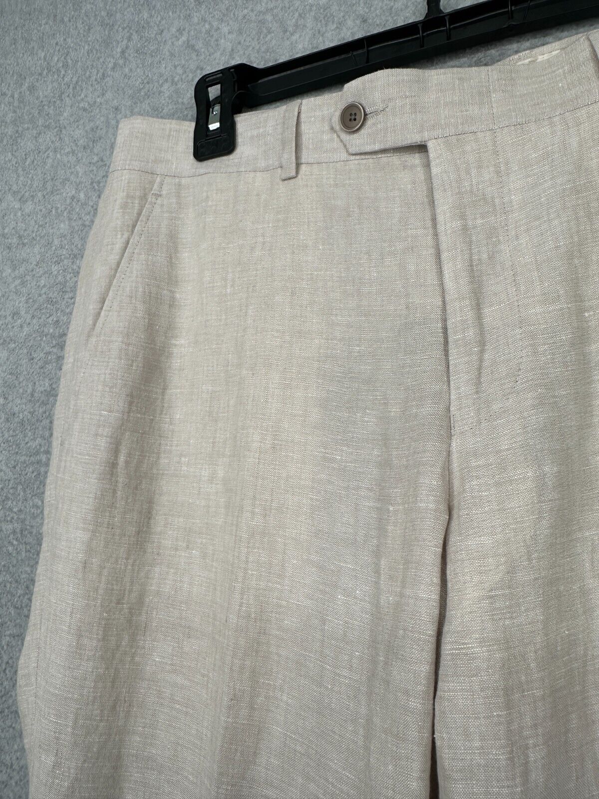 BAR III Suit Pants Size 32x32 Tan Chambray Slim Fit 100% Linen Tapered NWT $135