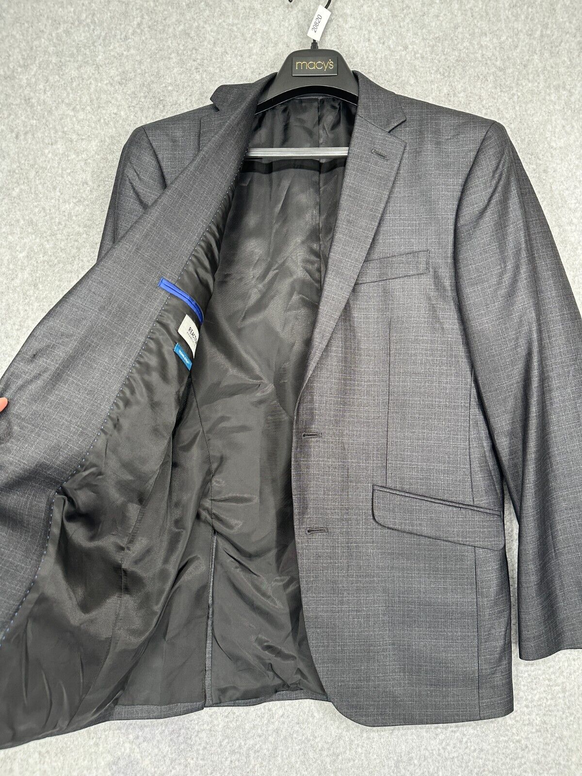 Kenneth Cole Reaction Suit Jacket Men Size 36R Gun Metal Ready Flex Slim Fit