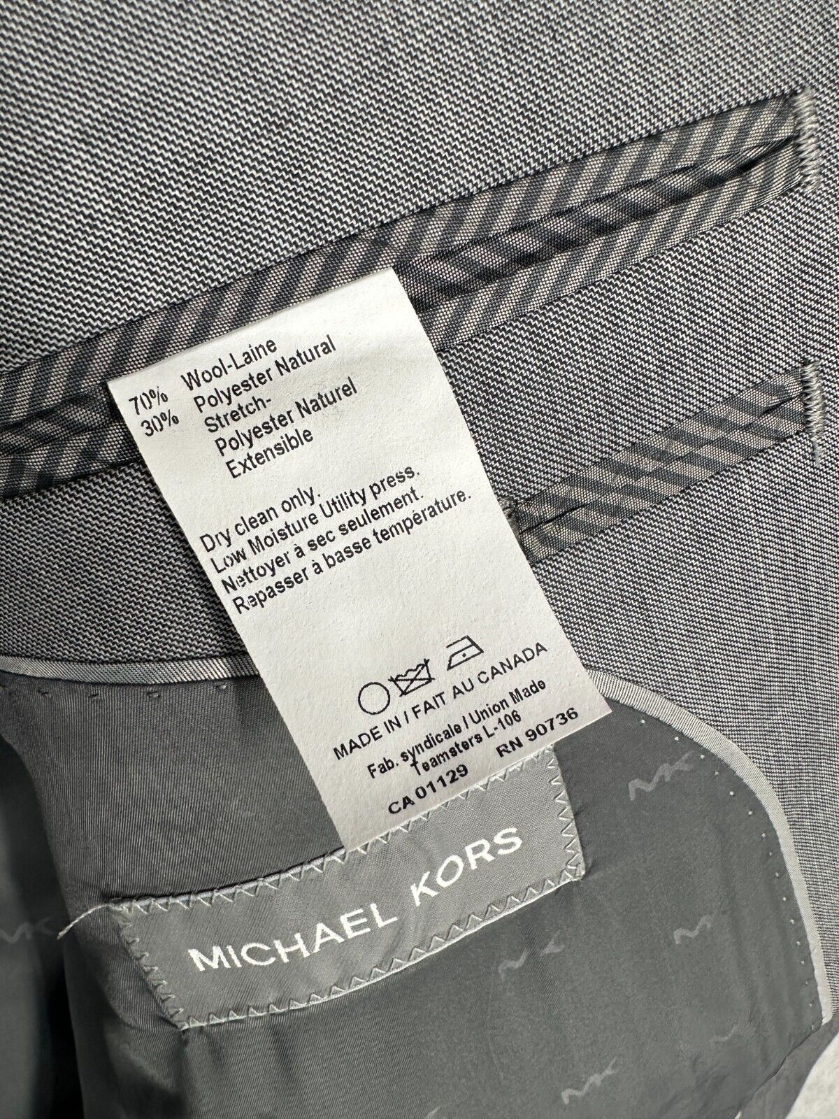 MICHAEL KORS Suit Mens Size 40S 32x32 Light Gray Classic Fit Wool Blend 2-Piece