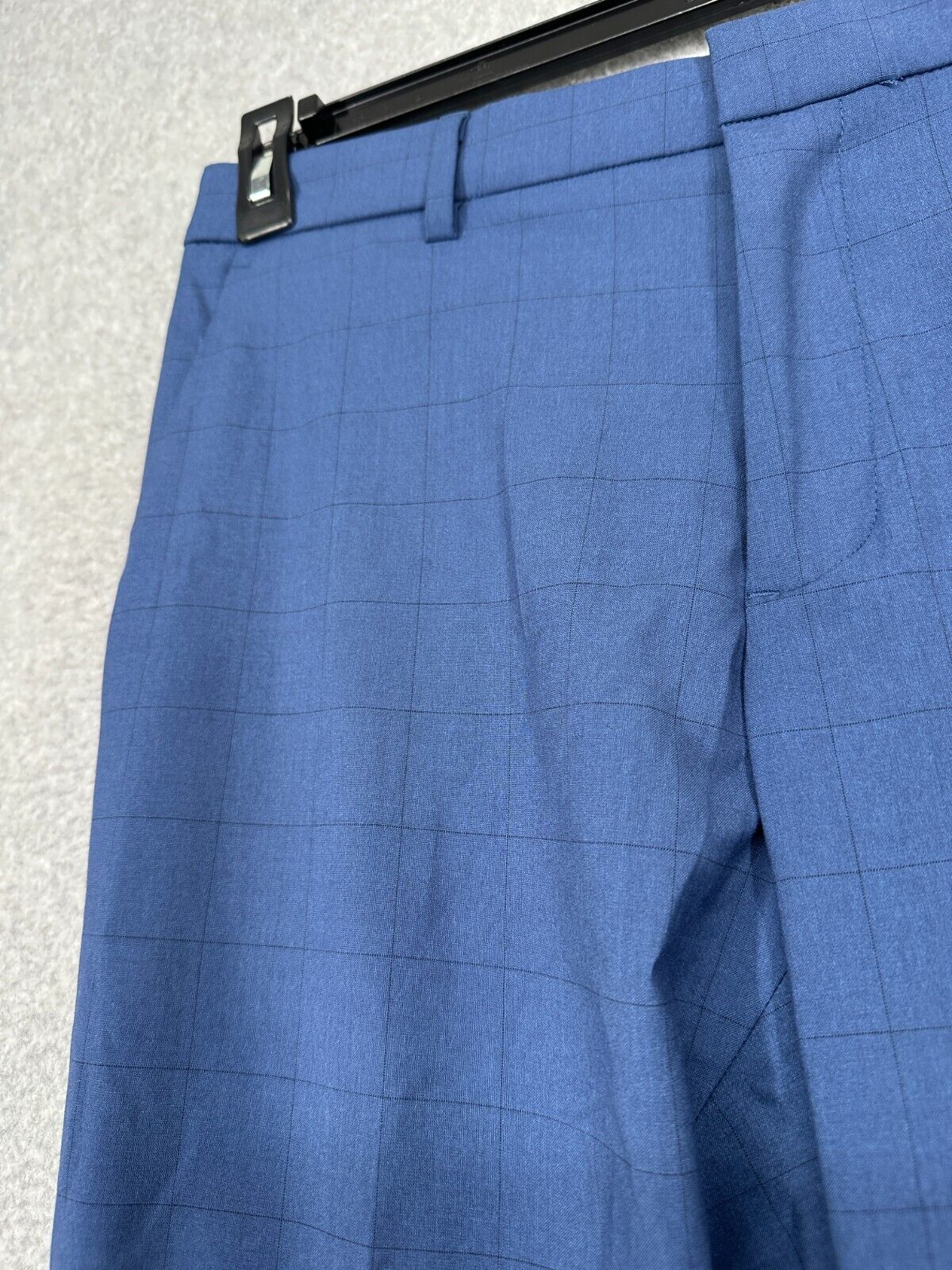 Perry Ellis Dress Pants Mens Size 30x29 Blue Slim Fit Tonal Windowpane NWT