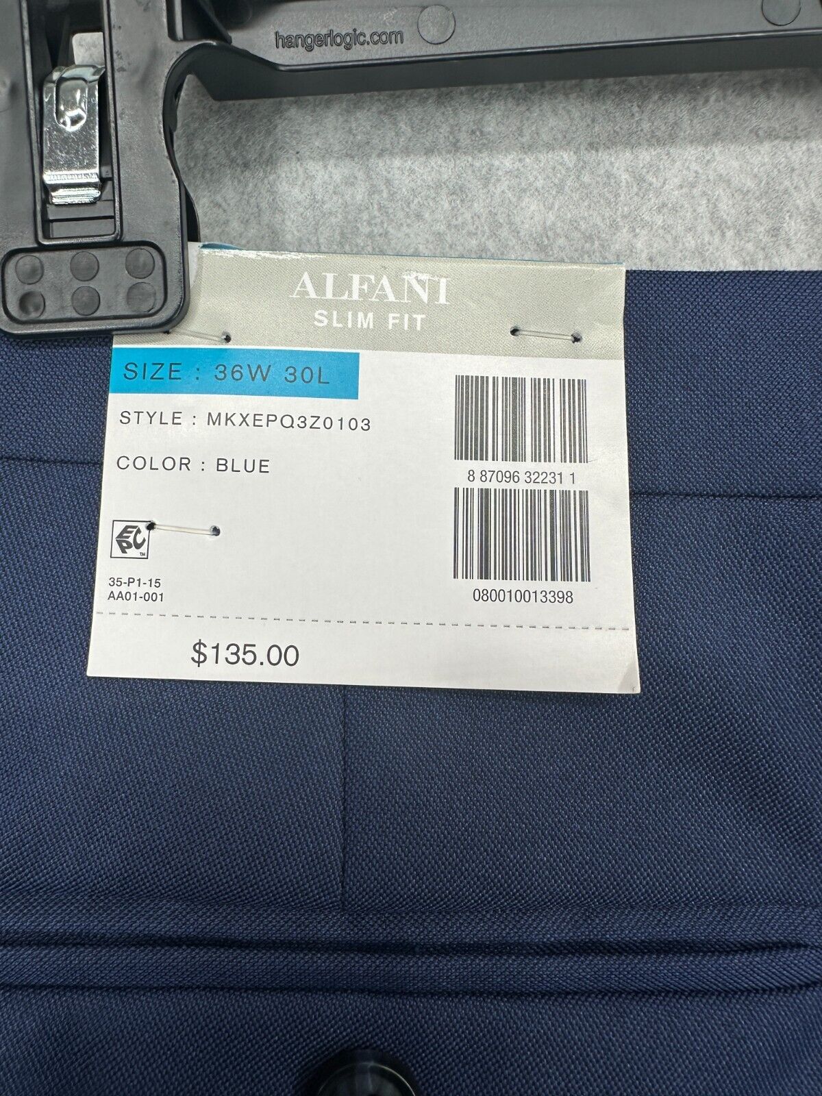 ALFANI Suit Pants Size 36x30 Blue Slim Fit Stretch Solid NWOT $135