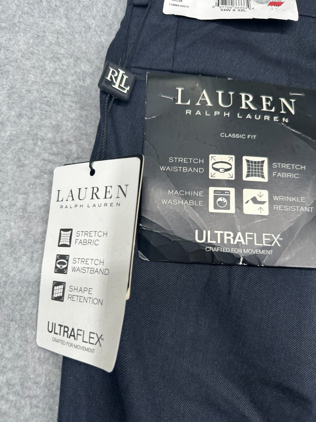 Ralph Lauren Mens Dress Pants 32x32 Navy Microtwill UltraFlex Classic Fit NWT