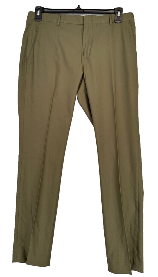 Perry Ellis Mens Pants 30x32 Olive Green Skinny Fit Tapered Water Repellent NWT