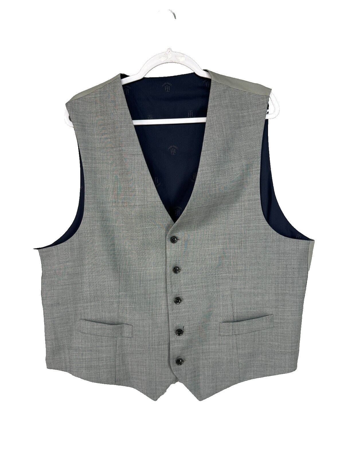 TOMMY HILFIGER Suit Vest Mens Size XL Light Gray Modern Fit Wool TH-Flex NWOT