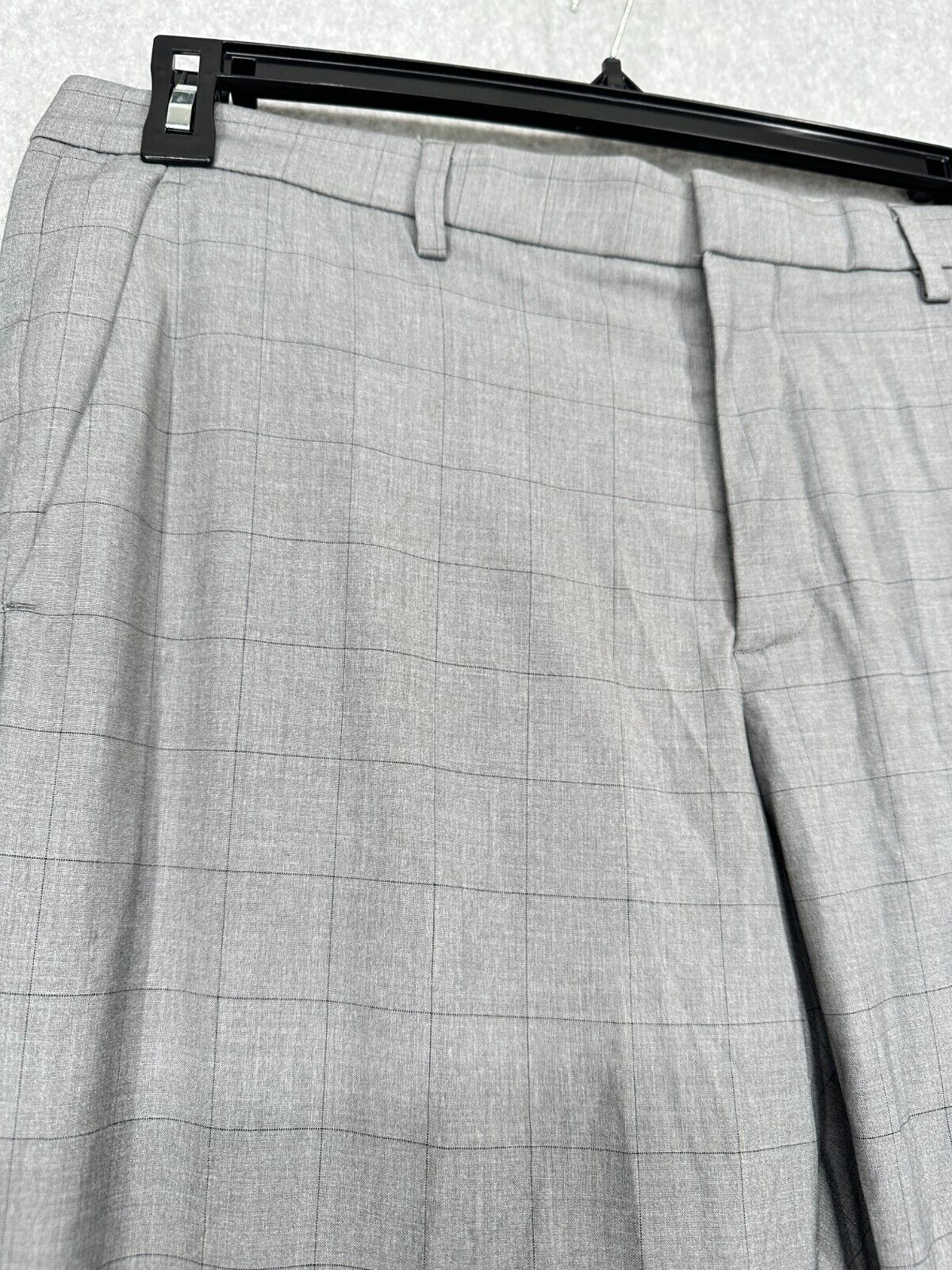 Perry Ellis Dress Pants Mens Size 32x29 Gray Slim Fit Tonal Windowpane NWT