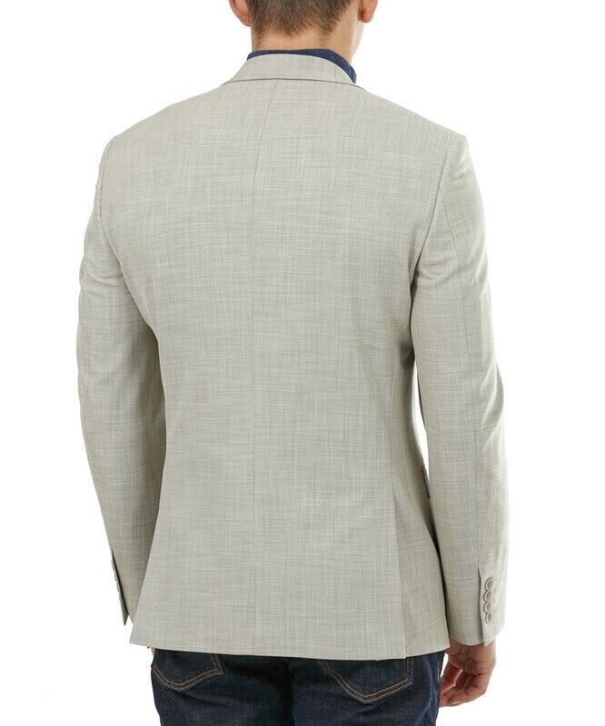 Bar III Blazer Mens 40L Cream Tan Slim Fit Solid Stretch Jacket NWT $295