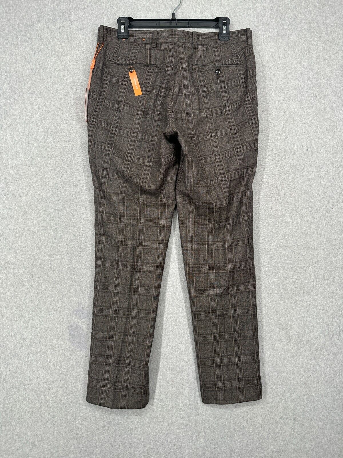 TALLIA Suit Mens Size 36S 30x30 2-Piece Brown Plaid Slim Fit Wool Blend NWT $600