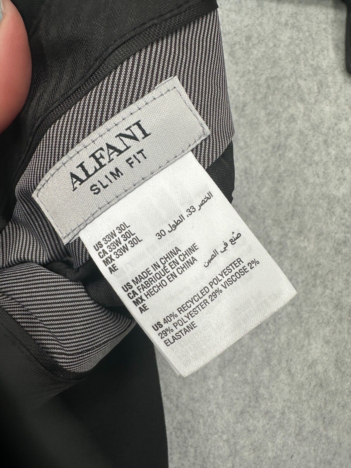 ALFANI Suit Pants Size 33x30 Black Slim Fit Stretch Solid NWOT $135