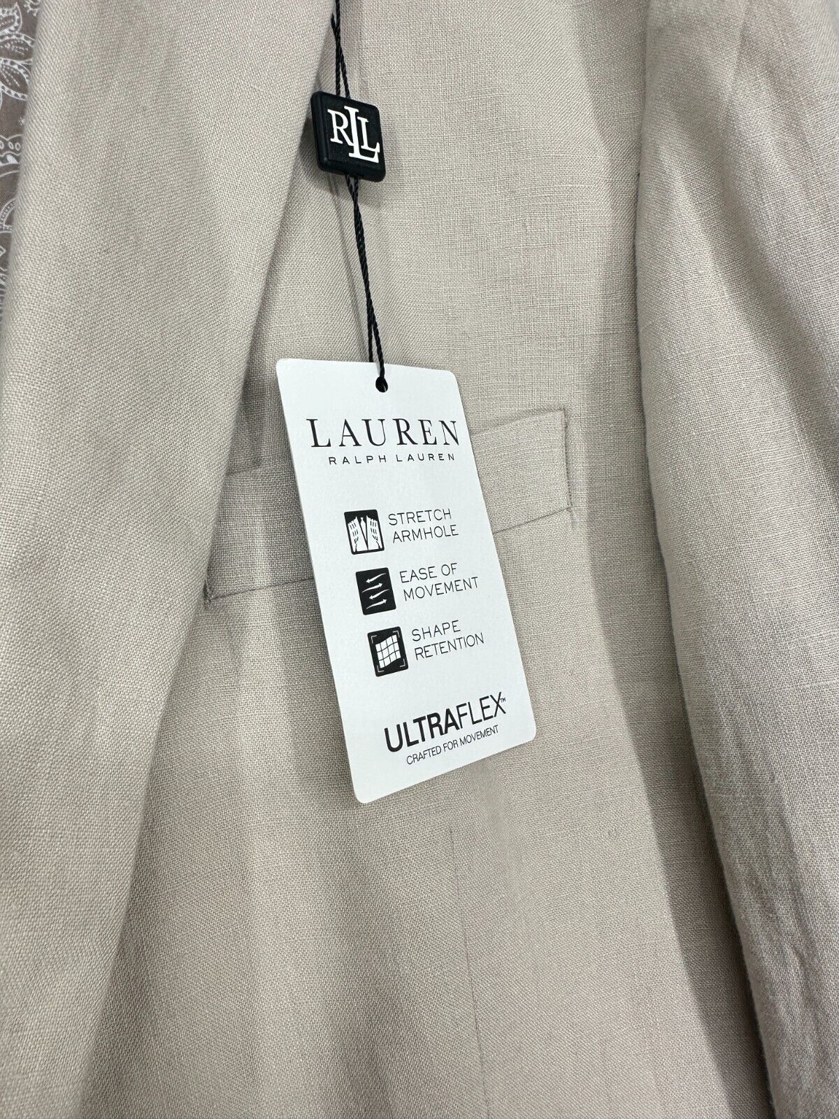 Lauren Ralph Lauren Sport Coat Size 36R Tan UltraFlex Classic Fit Linen NWT