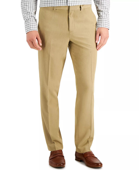 Perry Ellis Mens Dress Pants 38x32 Elmwood Beige Modern Fit Stretch Resolution