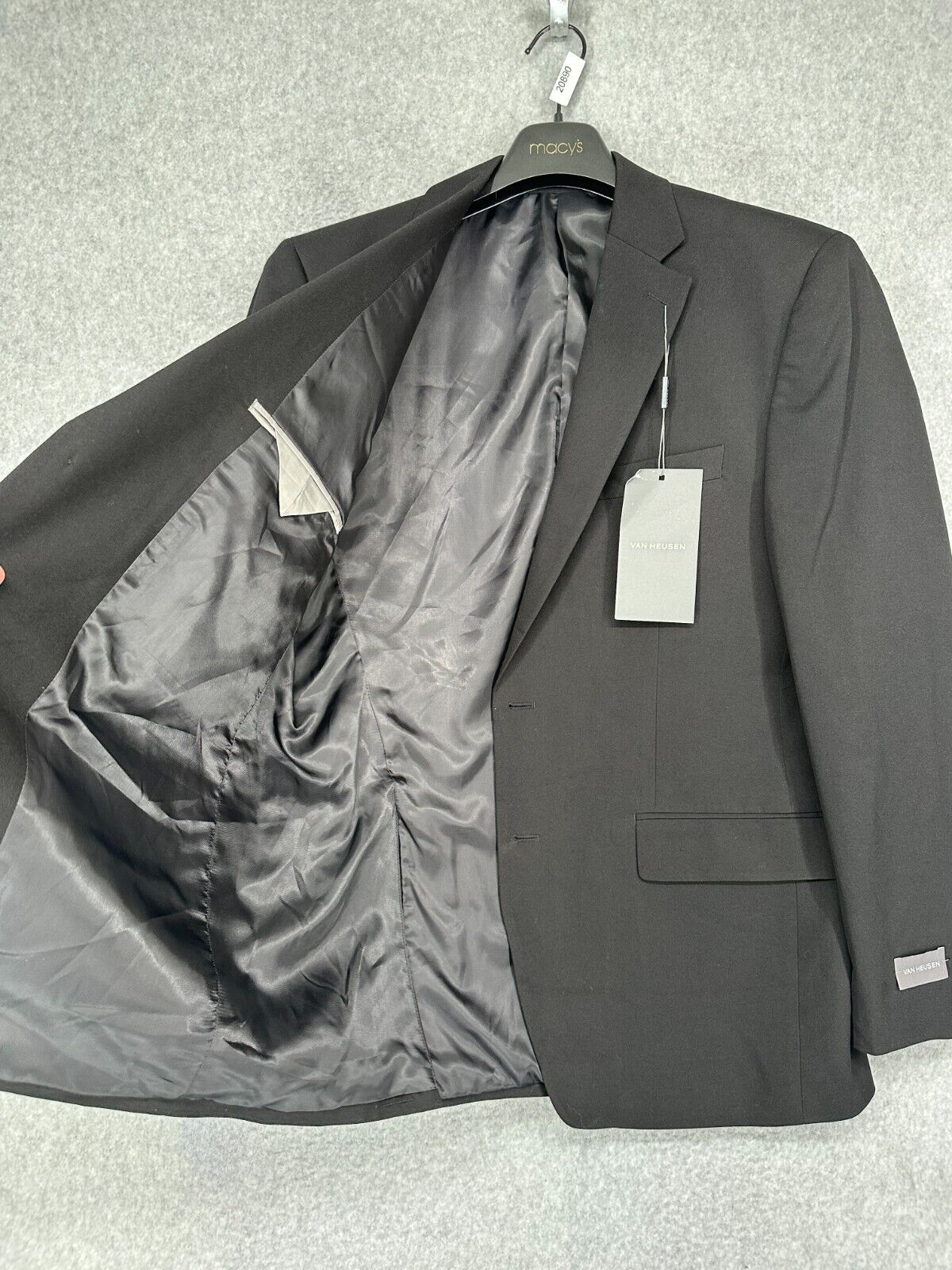 VAN HEUSEN Suit Jacket Mens Size 40R Deep Black Slim Fit Flex NWT