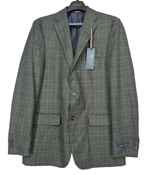 TOMMY HILFIGER Sport Coat Size 40L Olive Brown Plaid Modern Fit Stretch NWT $295