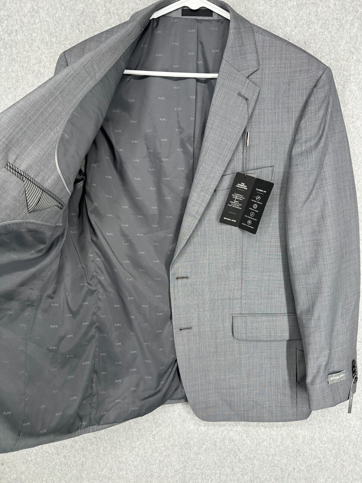 MICHAEL KORS Suit Mens Size 42R 34x30 Light Gray Classic Fit Wool Blend 2-Piece