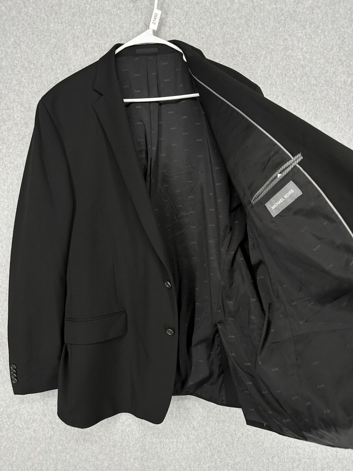 MICHAEL KORS Blazer Mens Size 48L Black Solid Classic Fit Stretch Jacket NWOT