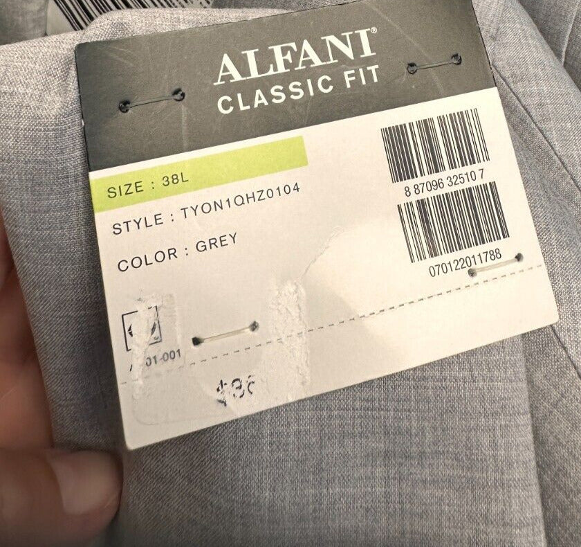 ALFANI Jacket Size 38L Light Gray Solid Classic Fit Stretch NWT $360