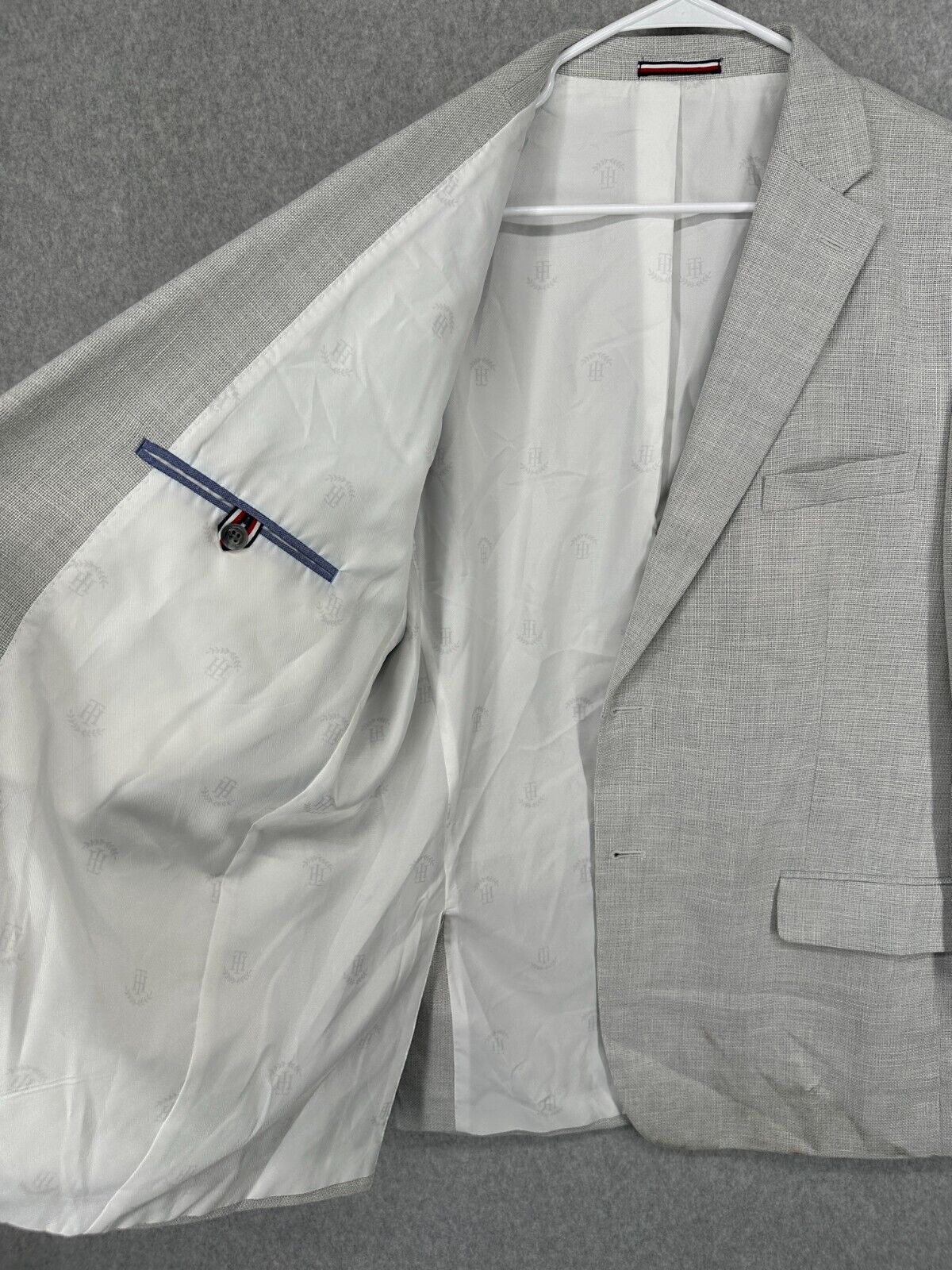 TOMMY HILFIGER Sport Coat Size 46R Gray Weave Modern Fit DIRTY!