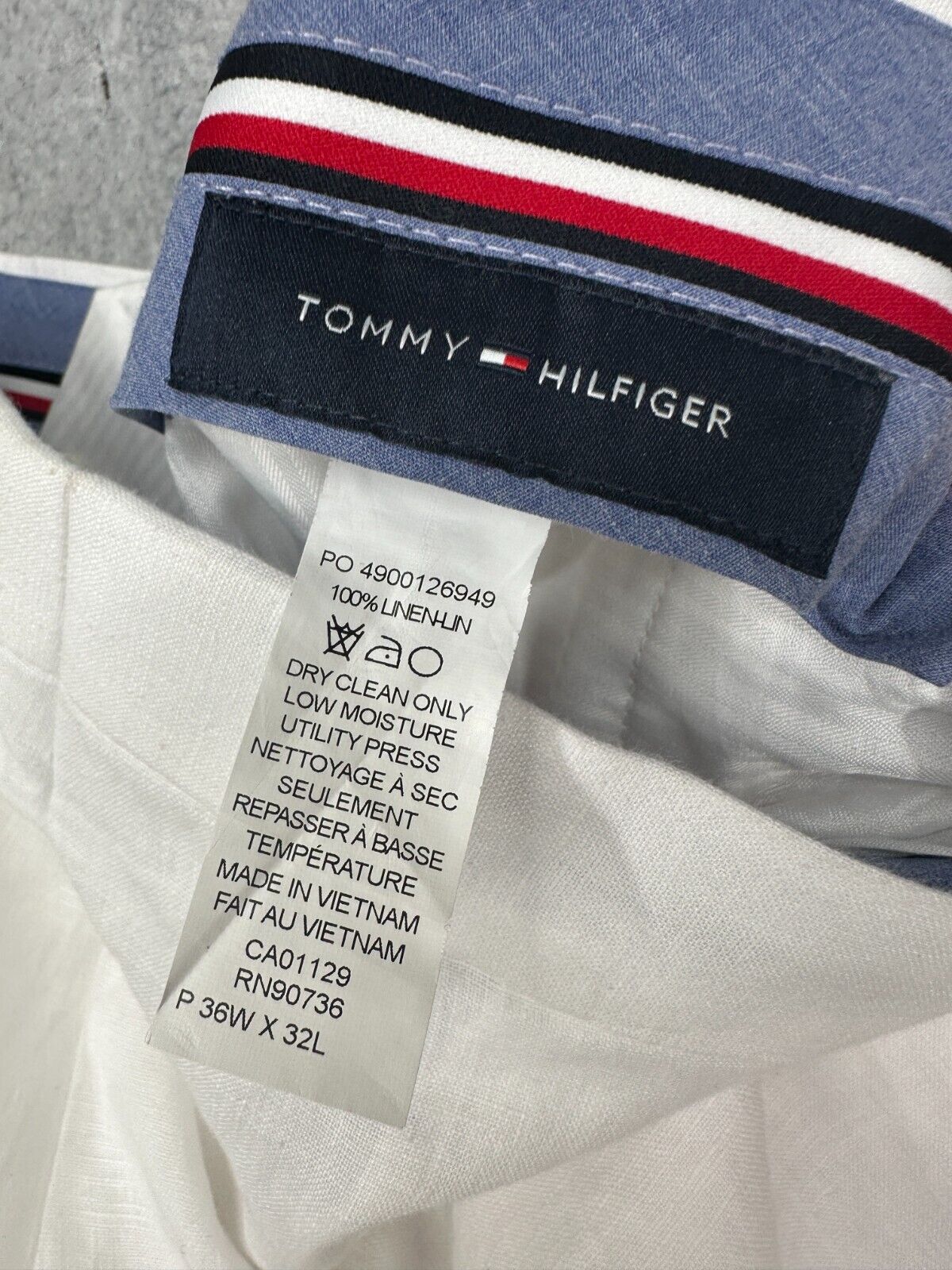 Tommy Hilfiger Dress Pants Mens 36x32 White  100% Linen Straight Leg FLAWS