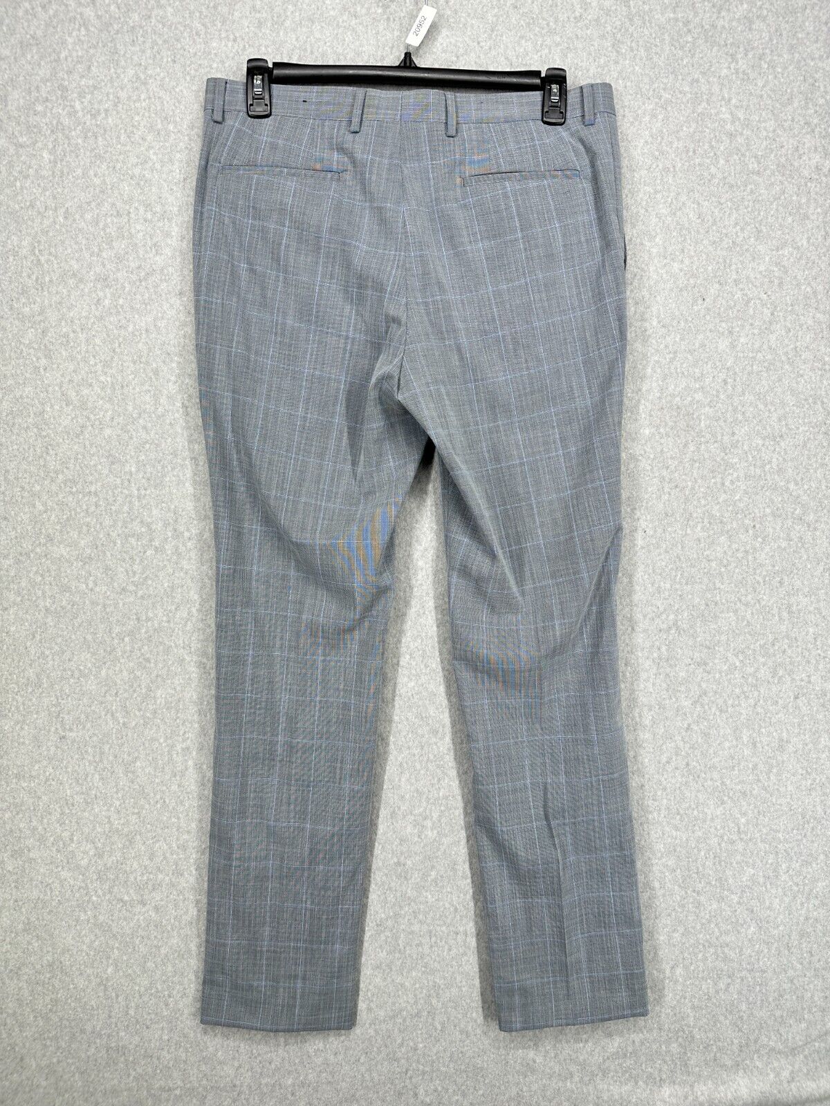 DKNY Dress Pants Mens Size 34x32 Gray Blue Windowpane Plaid NWOT