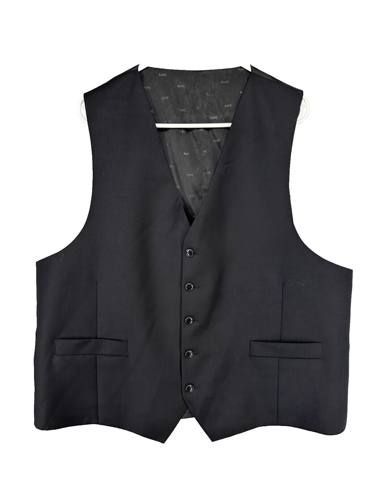 MICHAEL KORS Suit Vest Mens Size XL Black Wool Blend Stretch