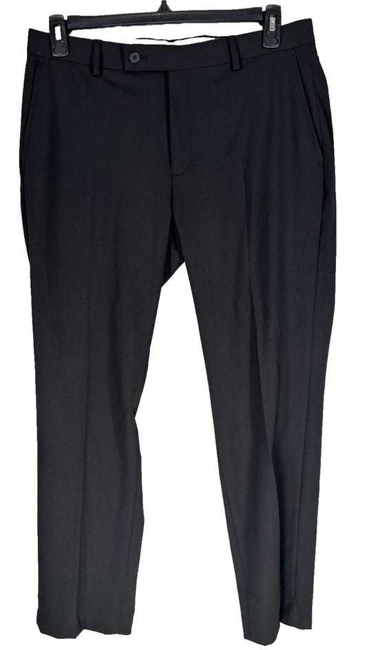 Calvin Klein Dress Pants Mens Size 34x30 Black Solid Slim Fit Stretch