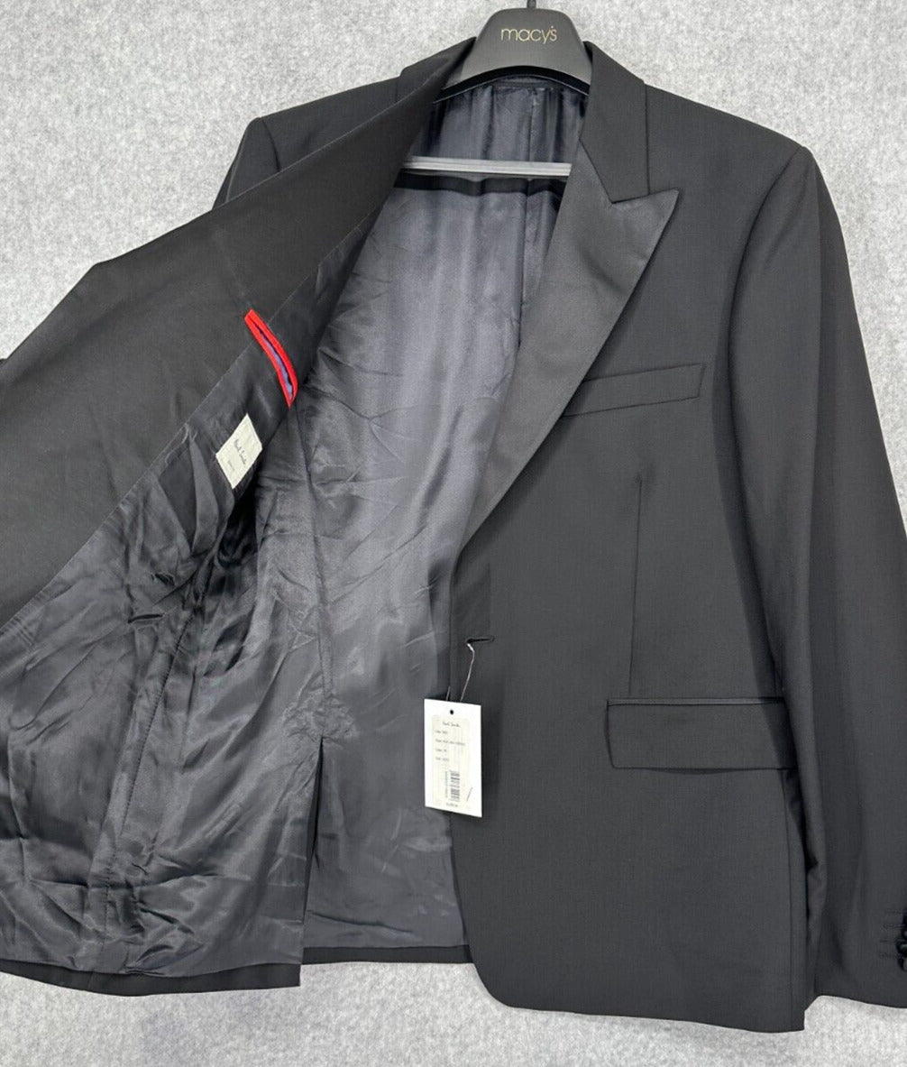 PAUL SMITH Tuxedo Jacket Mens Size 42R Black Wool Mohair Extra Tailored Fit