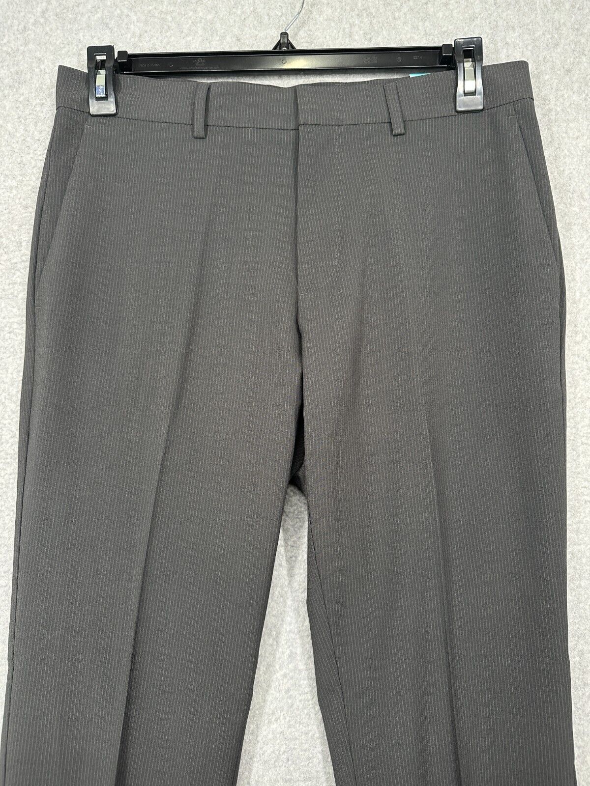 Perry Ellis Dress Pants Mens Size 30x32 Gray Striped Slim Fit Flat Front NWT