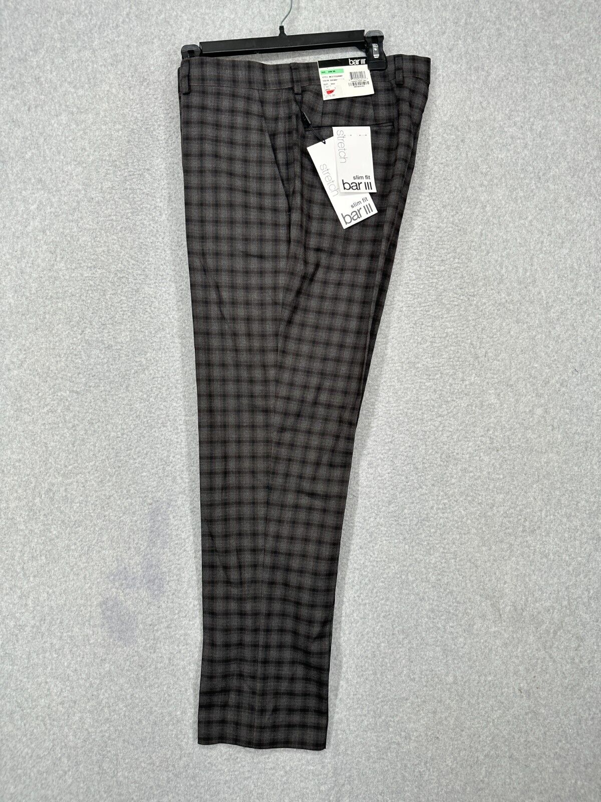 Bar III Suit Mens Size 38R 34x30 2-Piece Brown Check Slim Fit NWT $600