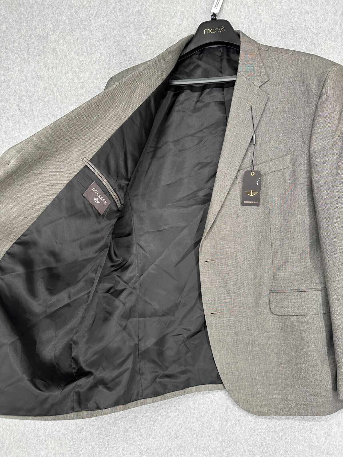 DOCKERS Suit Jacket Mens Size 46R Gray Sharkskin Modern Fit Stretch NWT