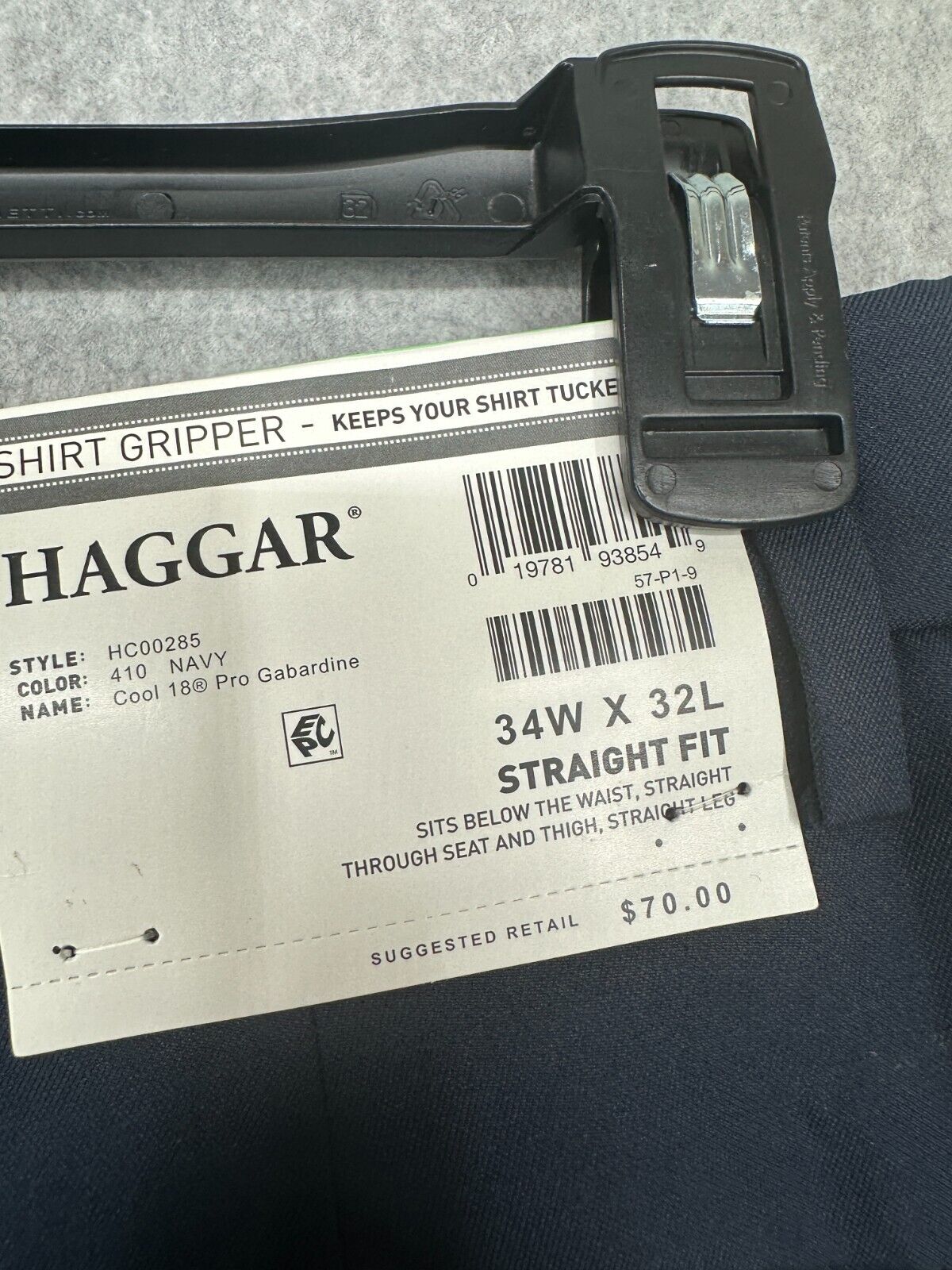 Haggar Dress Pants Mens Size 34x32 Navy Cool 18 PRO Straight Fit Flat Front NWT