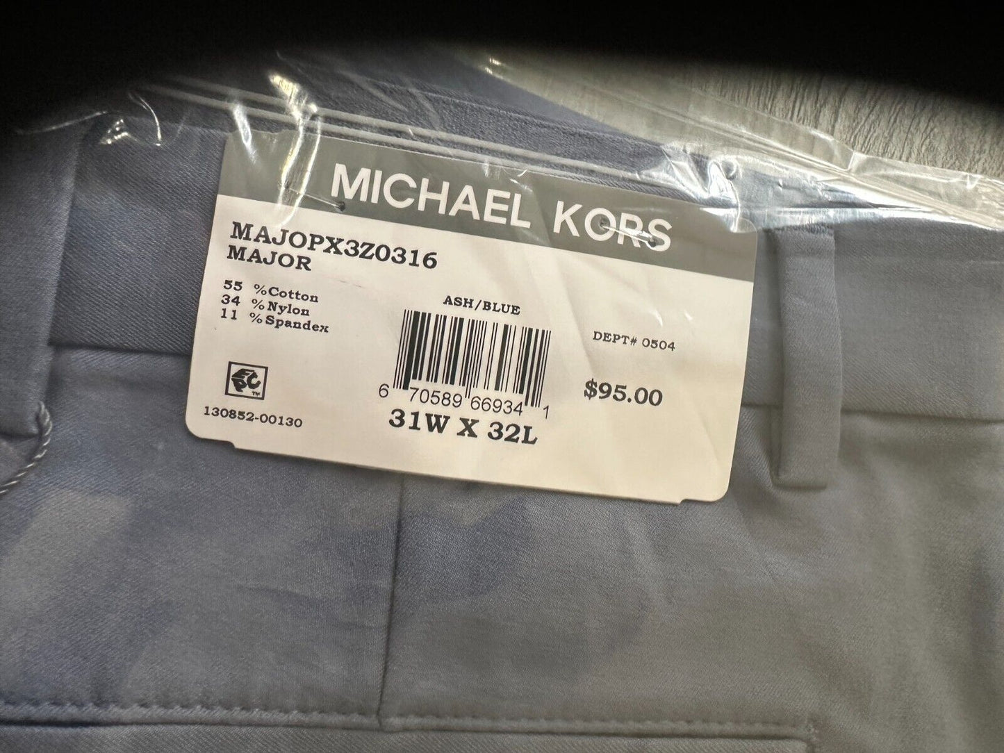 MICHAEL KORS Pants Size 31x32 Ash Blue Classic Fit Cotton Stretch Performance