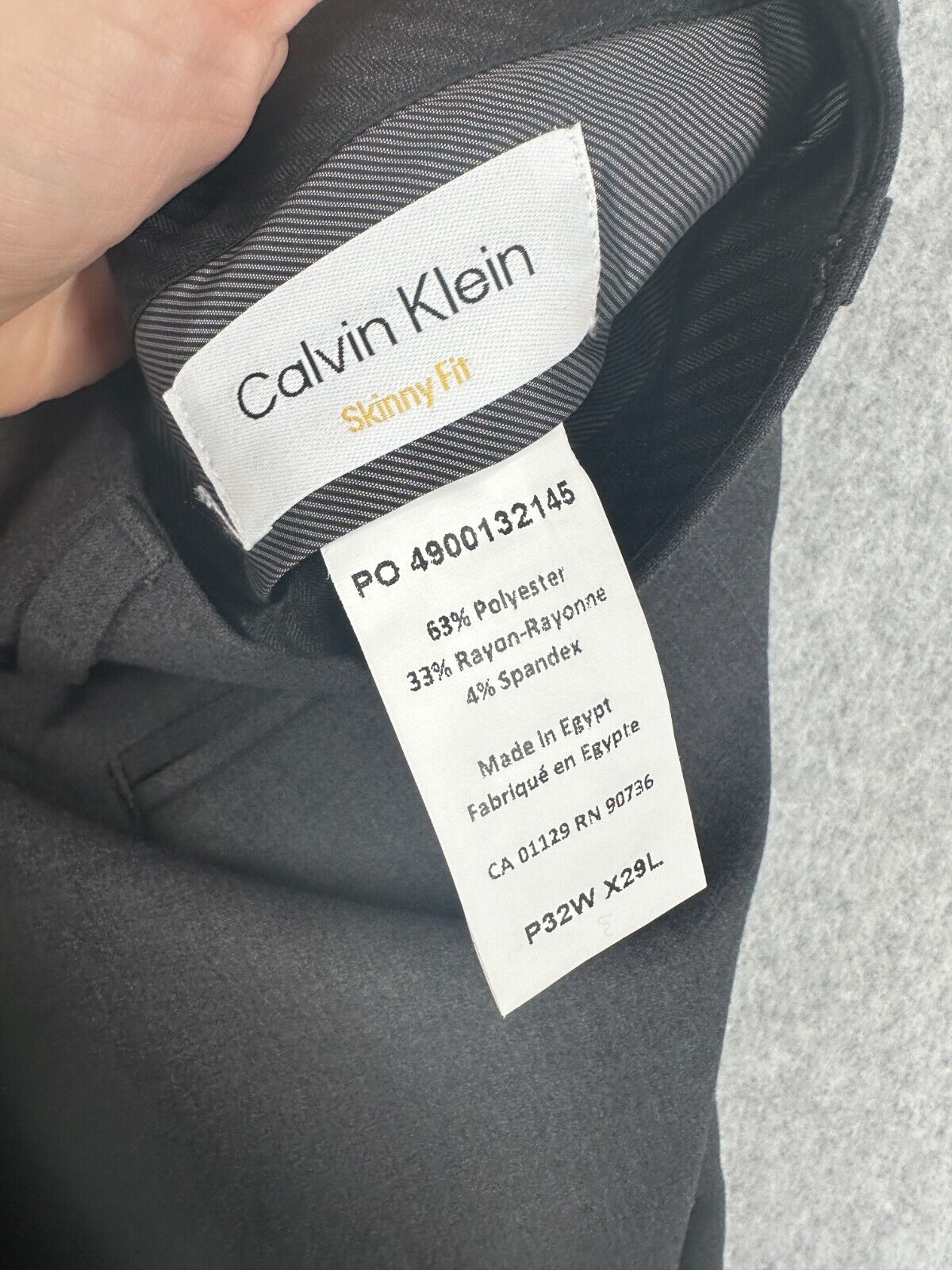 Calvin Klein Dress Pants Skinny Fit Size 32x23 Dark Gray Infinite Stretch PreWor