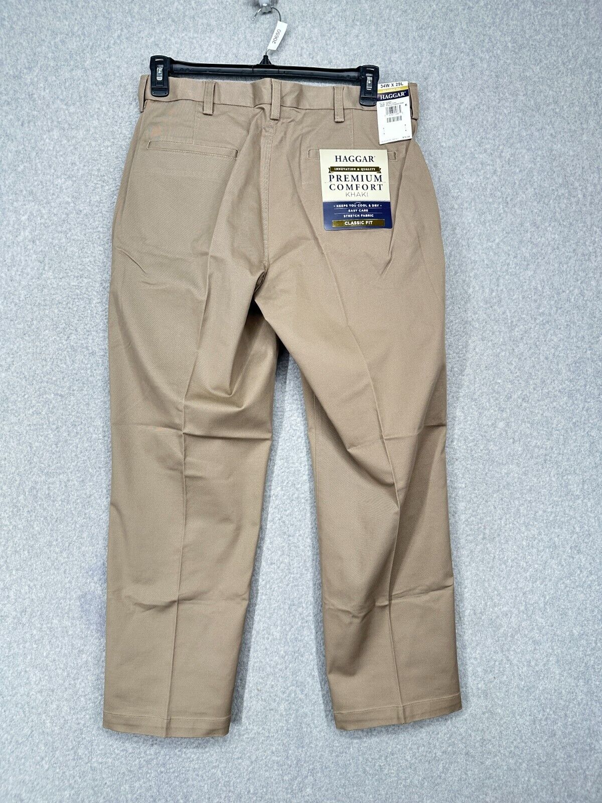 Haggar Khaki Pants Mens Size 34x29 Classic Fit 2 Way Stretch Wrinkle Resistant