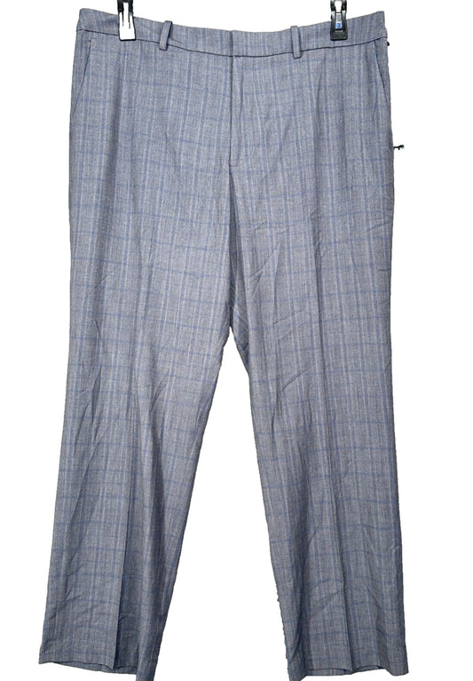 Perry Ellis Dress Pants Mens Size 38x29 Mid Gray Plaid Modern Fit Resolution NWT