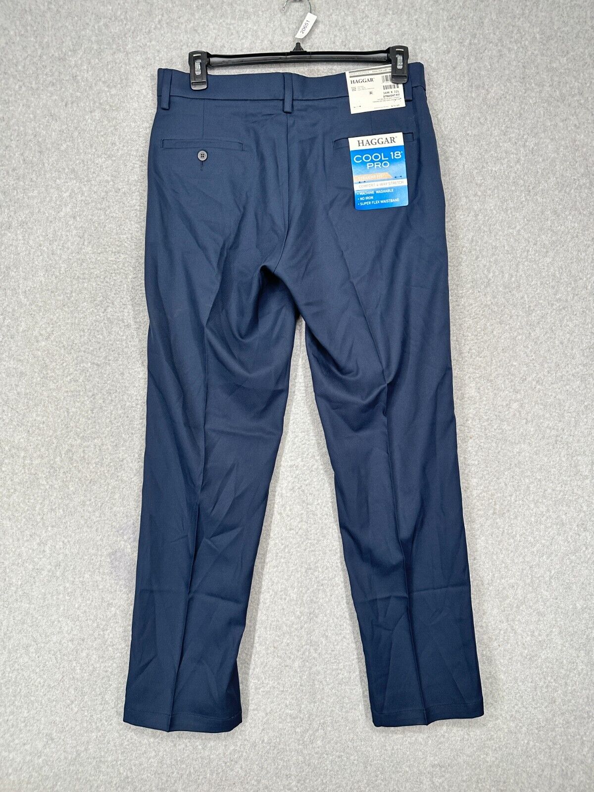 Haggar Dress Pants Mens Size 34x32 Navy Cool 18 PRO Straight Fit Flat Front NWT