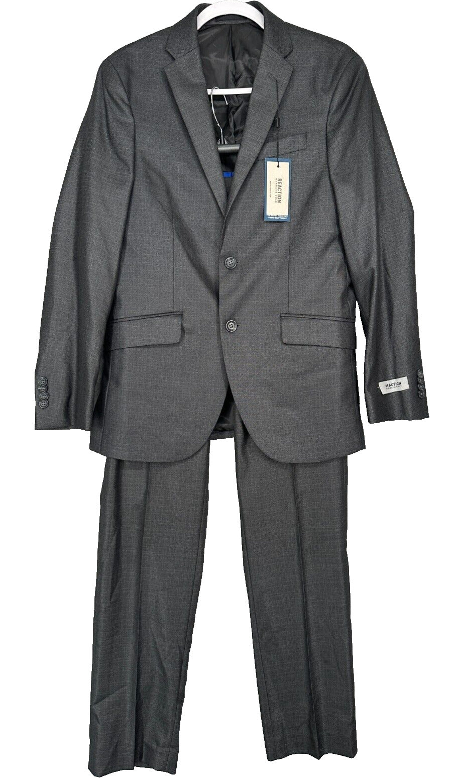 Kenneth Cole Suit Mens Size 36R 30x32 Gun Metal Slim Fit Ready Flex 2-Piece