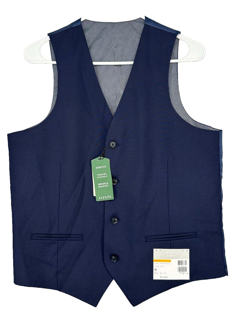 ALFANI Suit Vest Mens Size Small Navy Solid Slim Fit NWT