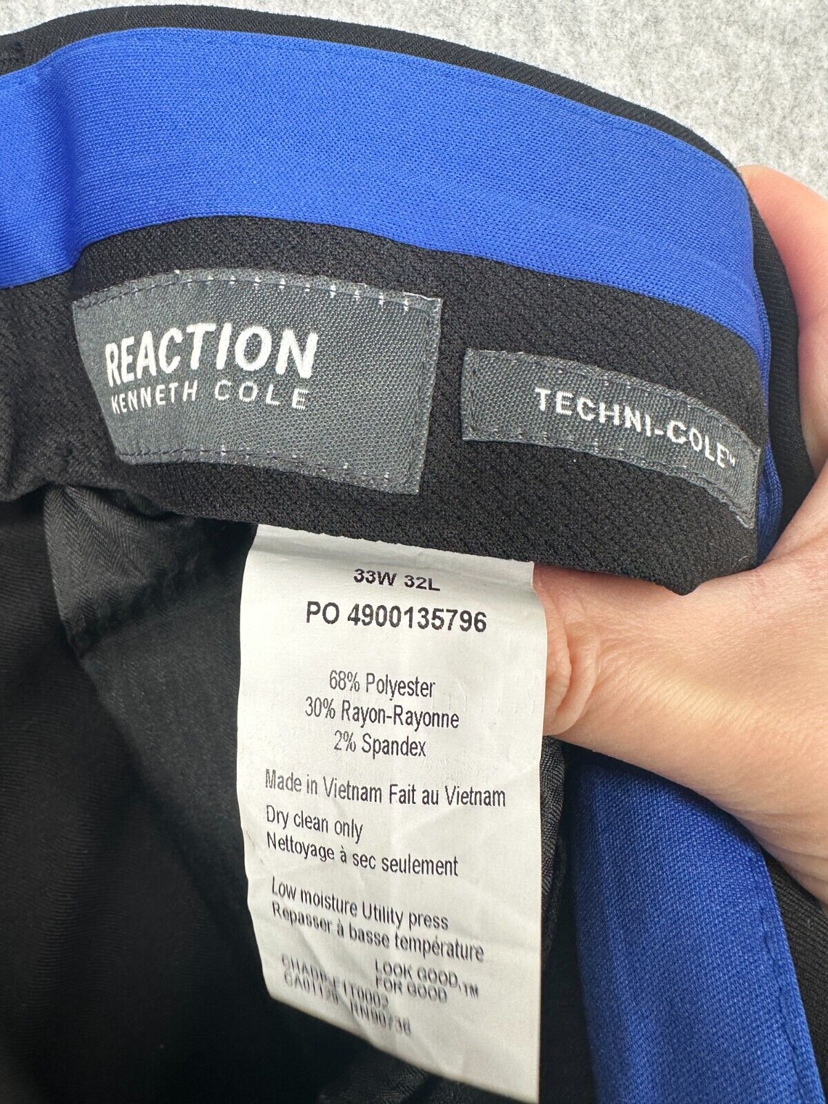 Kenneth Cole Reaction Suit Pants Mens Size 33x32 Black Slim Ready Flex NWOT