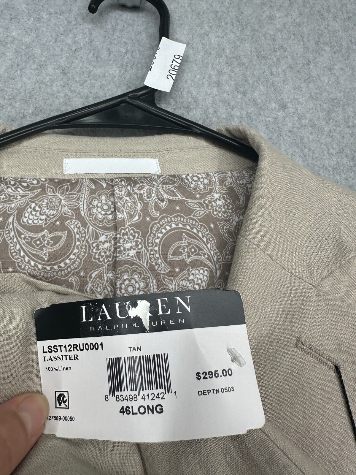 Lauren Ralph Lauren Sport Coat Size 36R Tan UltraFlex Classic Fit Linen NWT