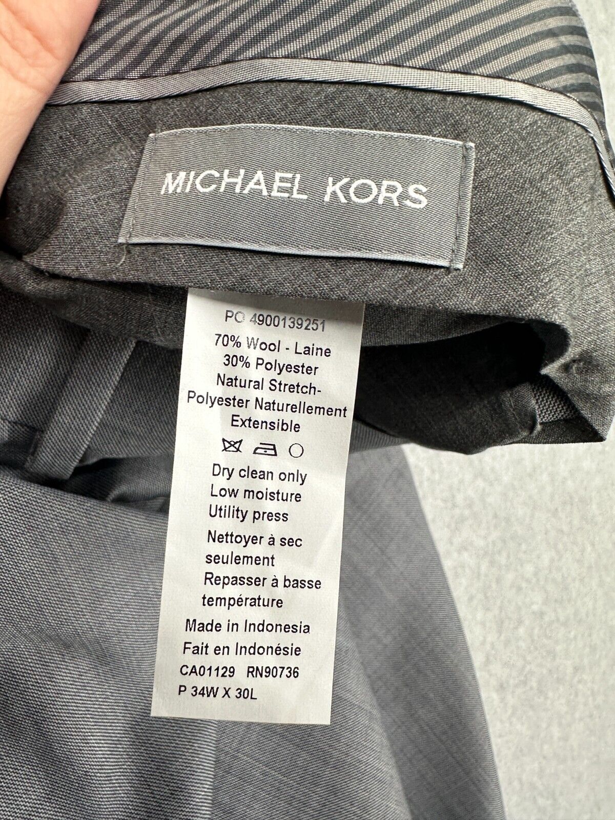 MICHAEL KORS Suit Mens Size 40S 34x30 Light Gray Classic Fit Wool Blend 2-Piece