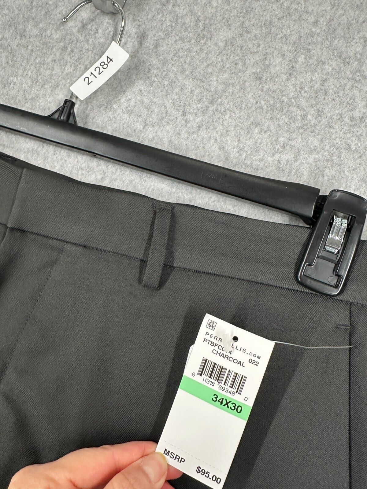 Perry Ellis Dress Pants Mens Size 34x30 Charcoal Modern Fit Twill NWT $95