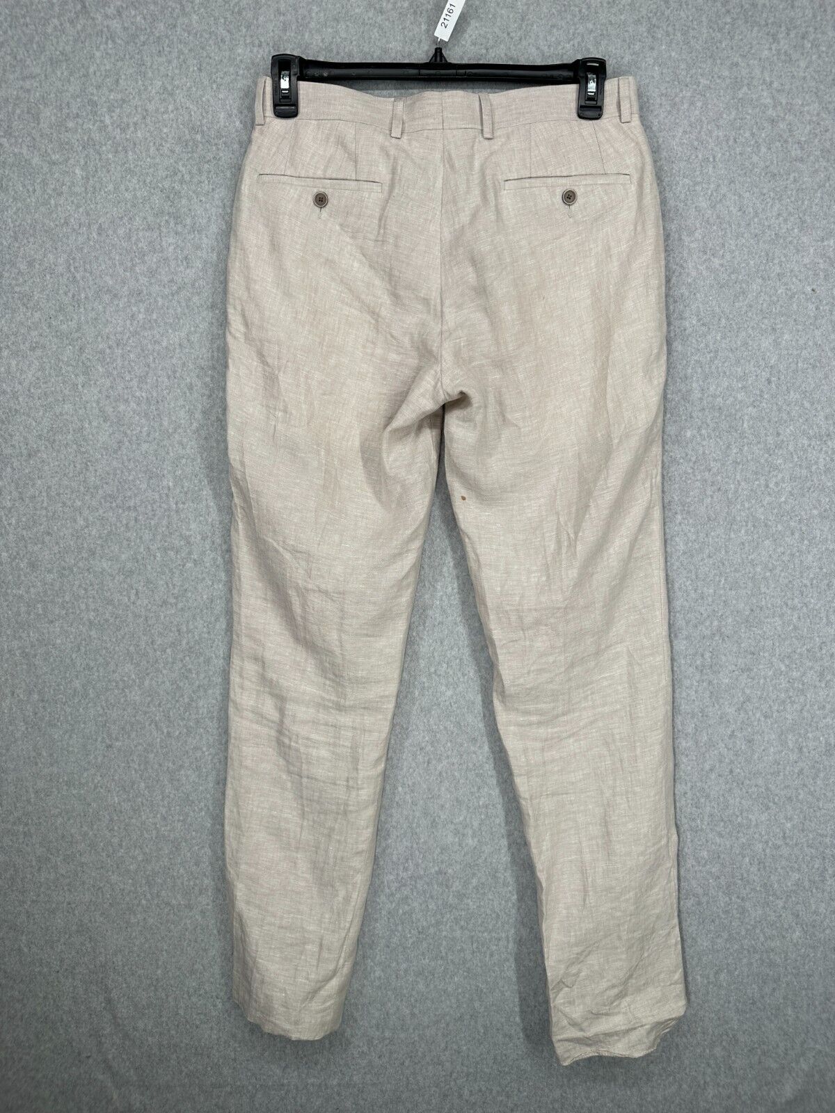 BAR III Dress Pants Mens Size 32x32 Tan 100% Linen Slim Fit PreOwned