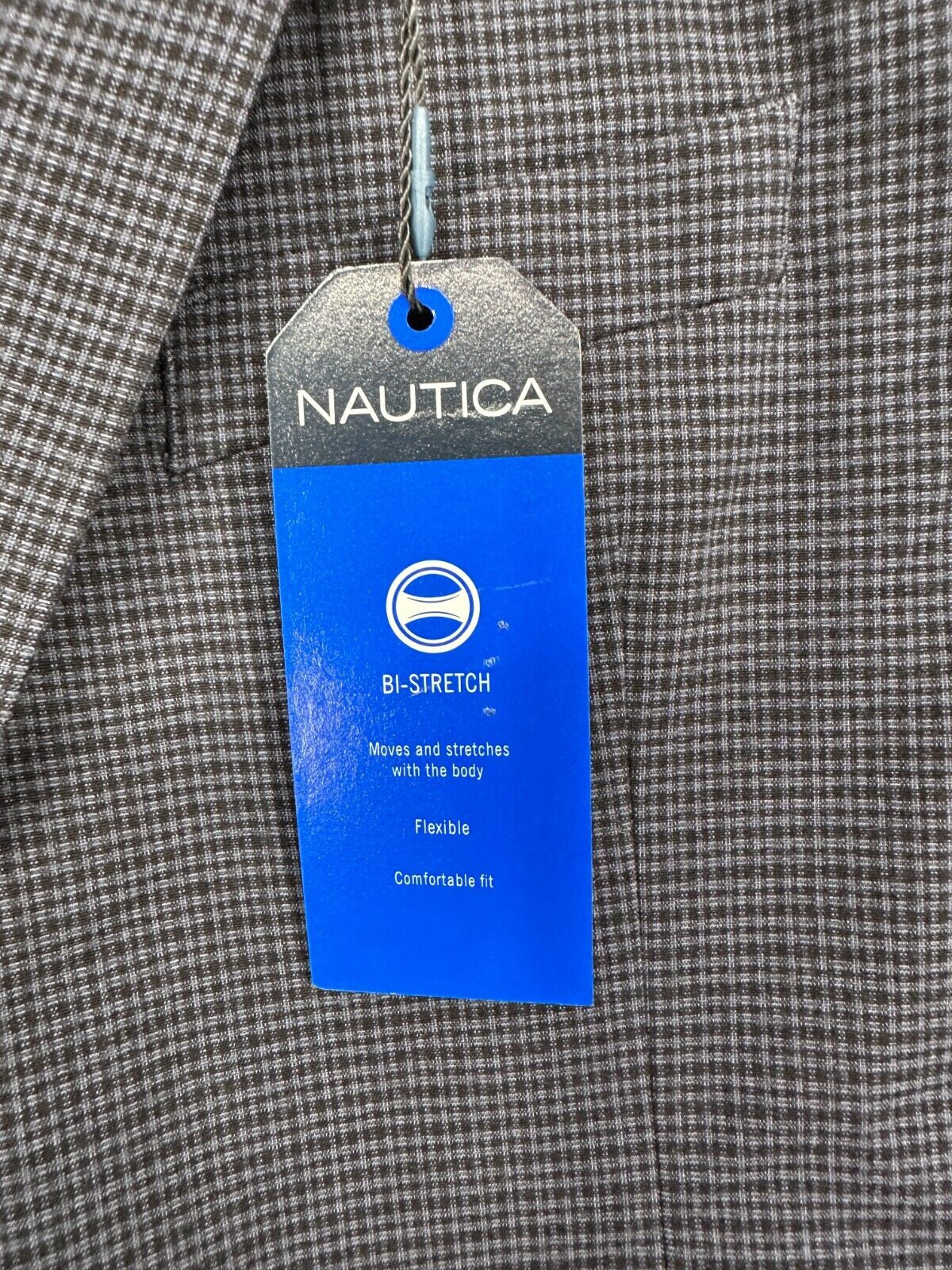 NAUTICA Suit Jacket Mens Size 38S Blue Tick Modern Fit Bi Stretch NWT