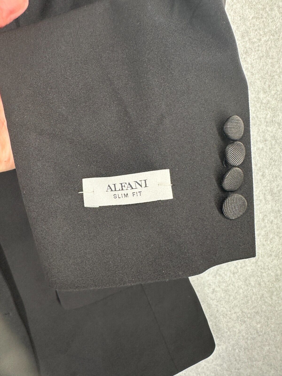 ALFANI Tuxedo Jacket Size 44L Black Solid Slim Fit NWT $360 FLAWS!!